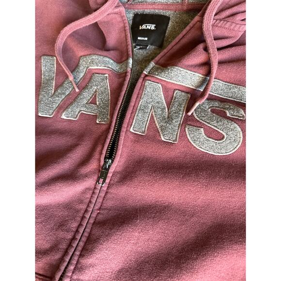 Vans Full Zip Burgundy Hooded Sweat Jacket Medium - Picture 3 of 7